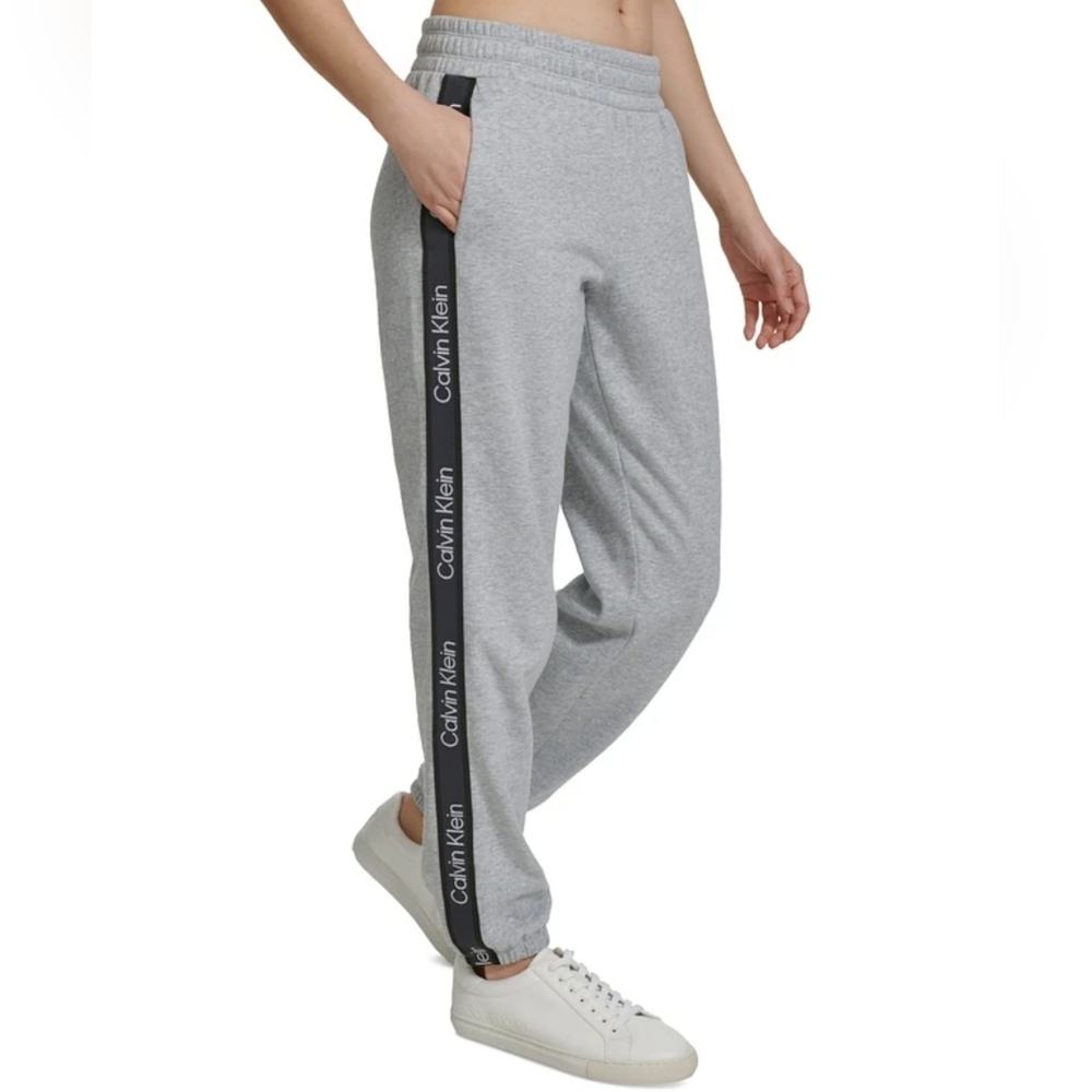 $60 Calvin Klein Womens Eco Fleece Logo Stripe Joggers Pants